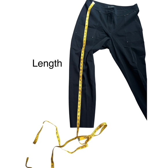 St. John Black Cotton Pants Two Pocket Minimalist Office Designer Trousers - Picture 6 of 7